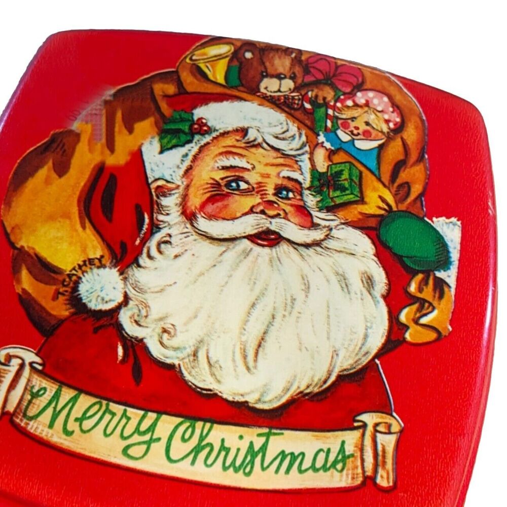 Santa Cookie Treats Container Holiday Vintage Ullman Candy Plastic